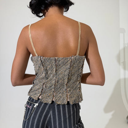 Twill Textured Panelled Singlet Cami Top