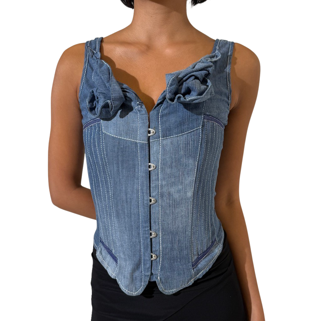 Marie Denim Y2K Corset