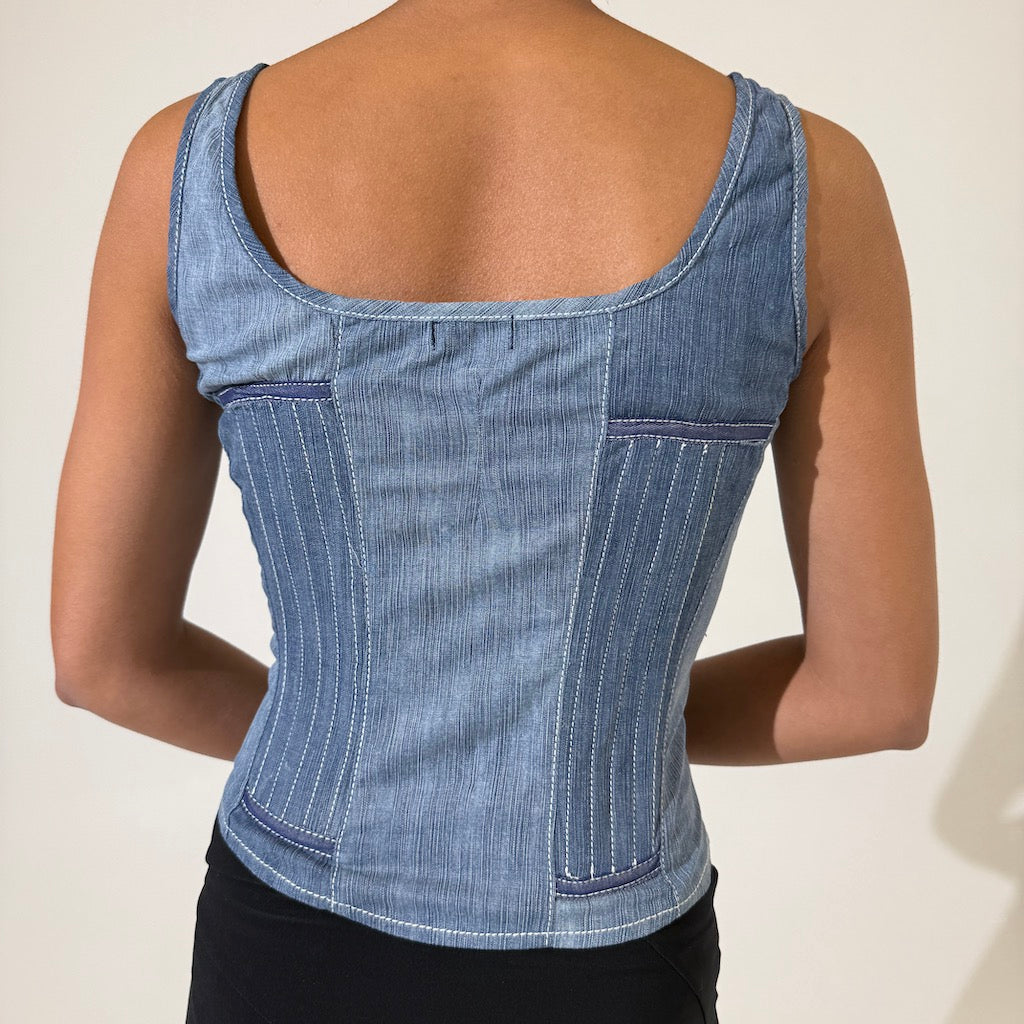 Marie Denim Y2K Corset