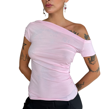 Cap Sleeve Drape Top - Baby Pink