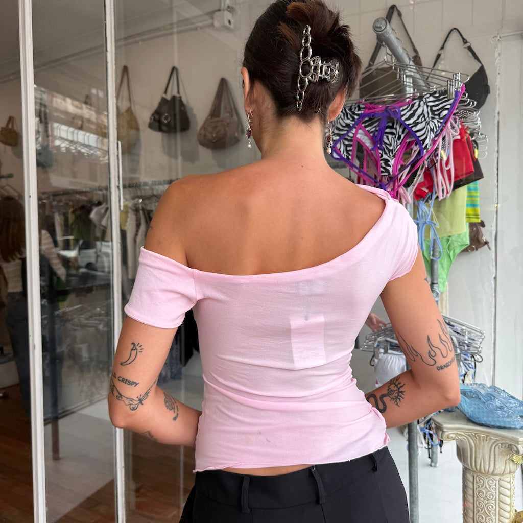 Cap Sleeve Drape Top - Baby Pink