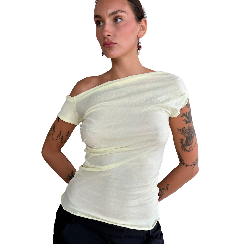 Cap Sleeve Drape Top - Butter yellow