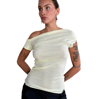 Cap Sleeve Drape Top - Butter yellow