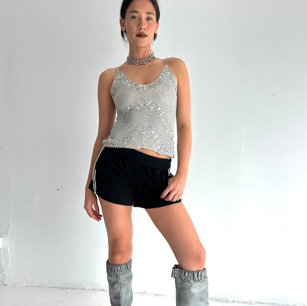 Silver Knitted & Crochet Cami