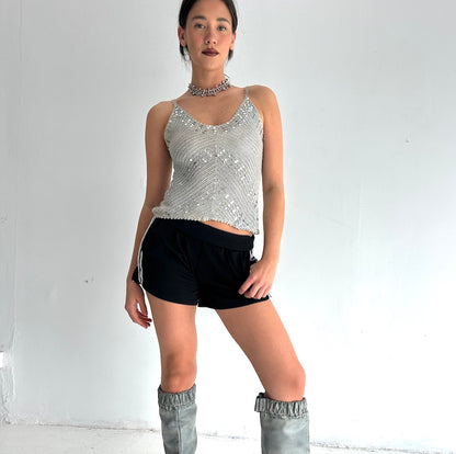 Silver Knitted & Crochet Cami