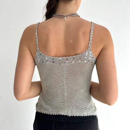 Silver Knitted & Crochet Cami