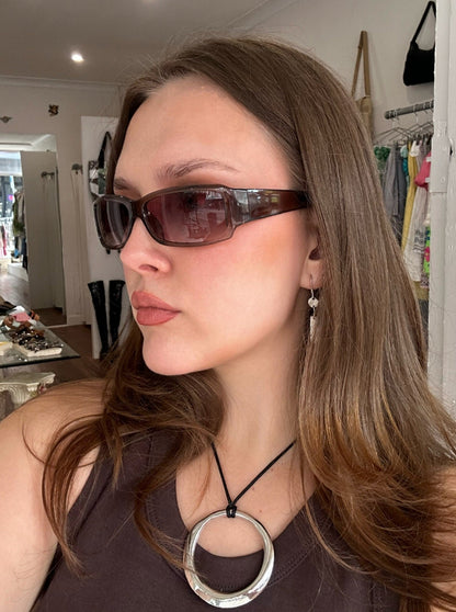 2000s Suzie Grey Charcoal  Wrap Sunglasses