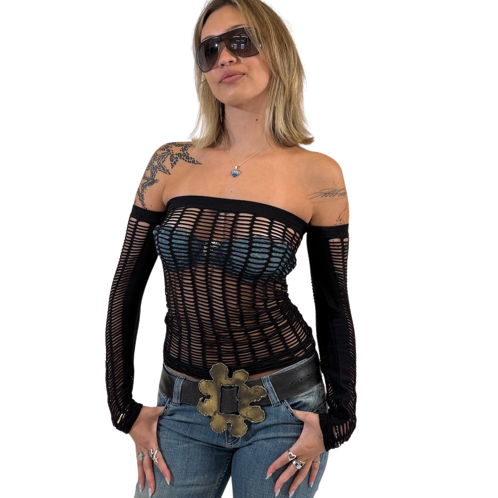 Off Shoulder Net Stocking Top