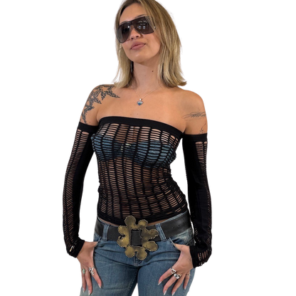 Off Shoulder Net Stocking Top