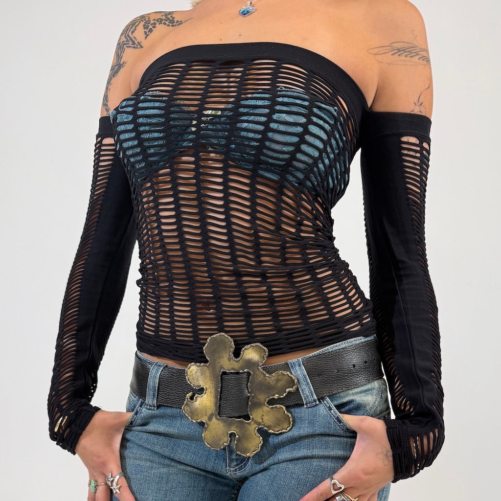 Off Shoulder Net Stocking Top