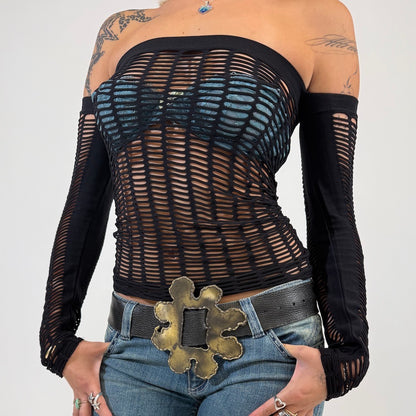 Off Shoulder Net Stocking Top
