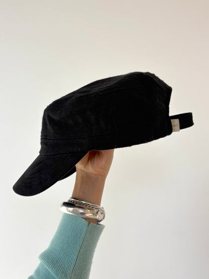 Black Solid Military Hat Cap