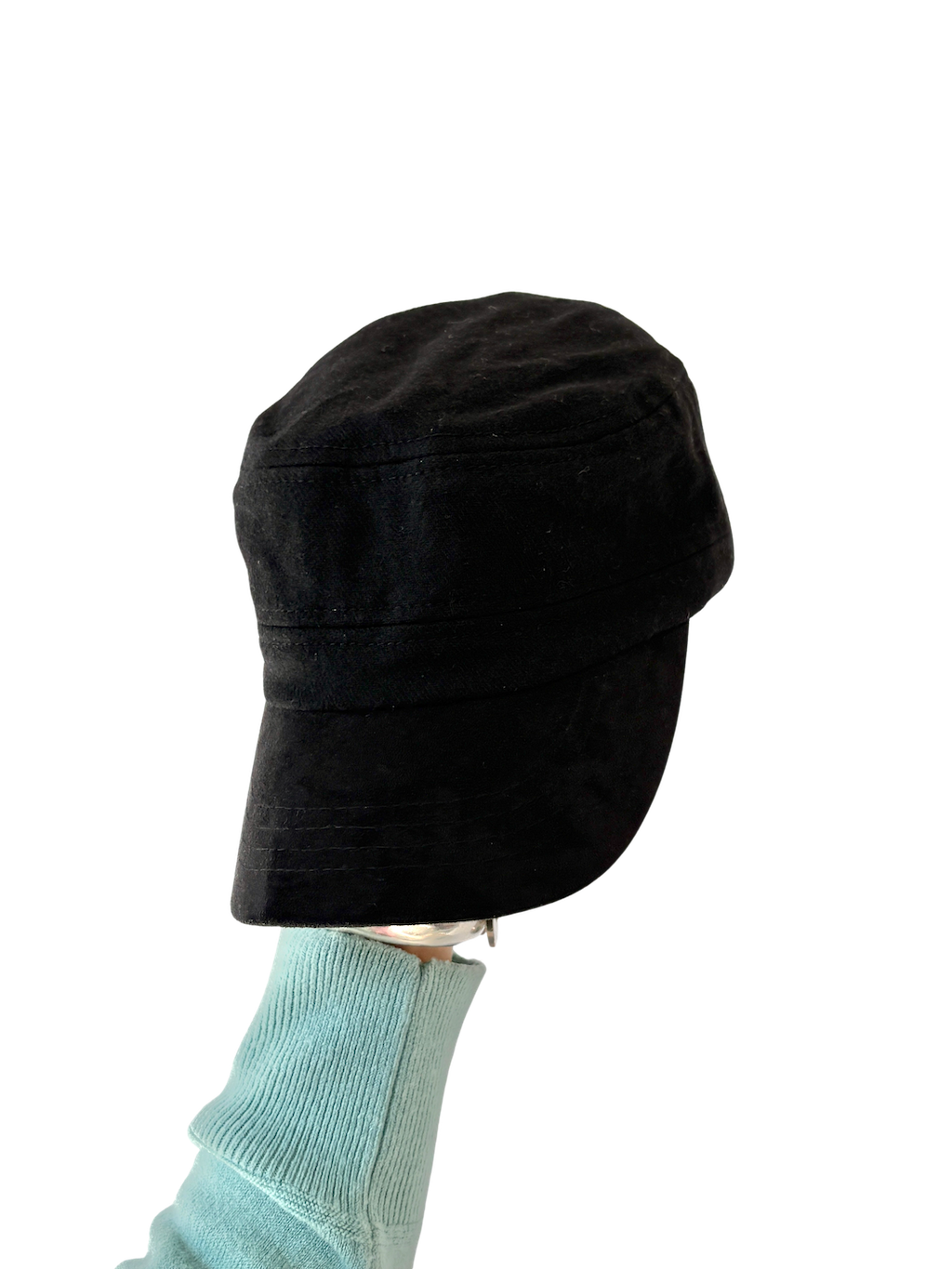 Black Solid Military Hat Cap