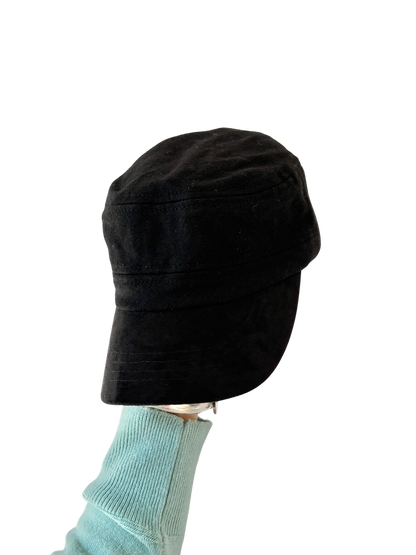 Black Solid Military Hat Cap