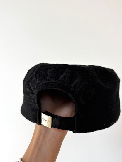 Black Solid Military Hat Cap