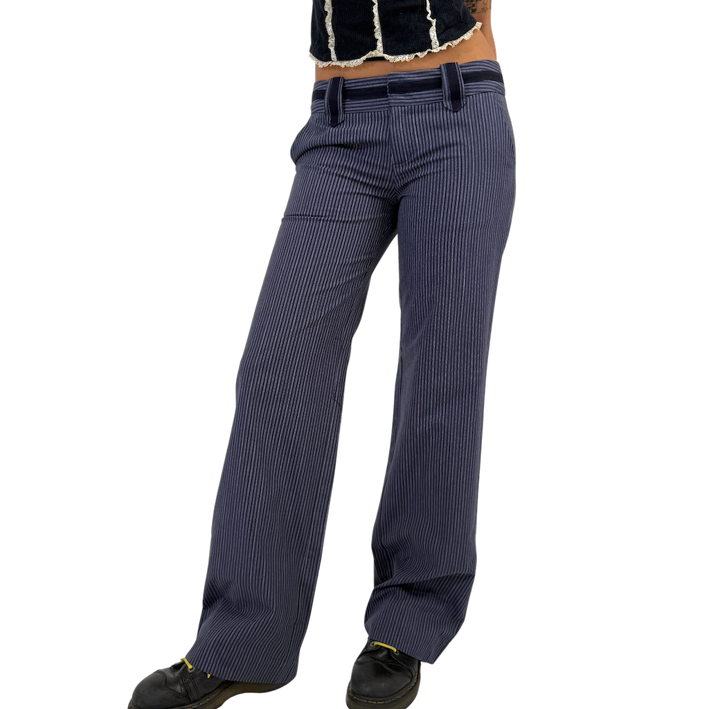 Navy Low Rise Pinstripe Pants