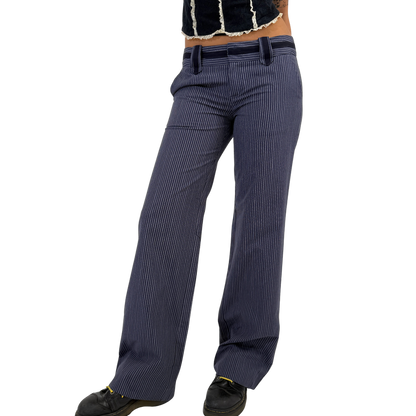 Navy Low Rise Pinstripe Pants