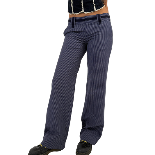 Navy Low Rise Pinstripe Pants
