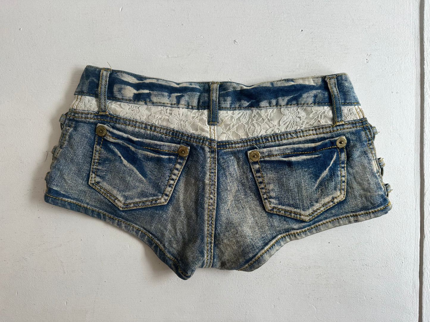 Denim and Lace Y2K Mirco Shorts