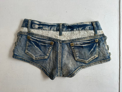 Denim and Lace Y2K Mirco Shorts