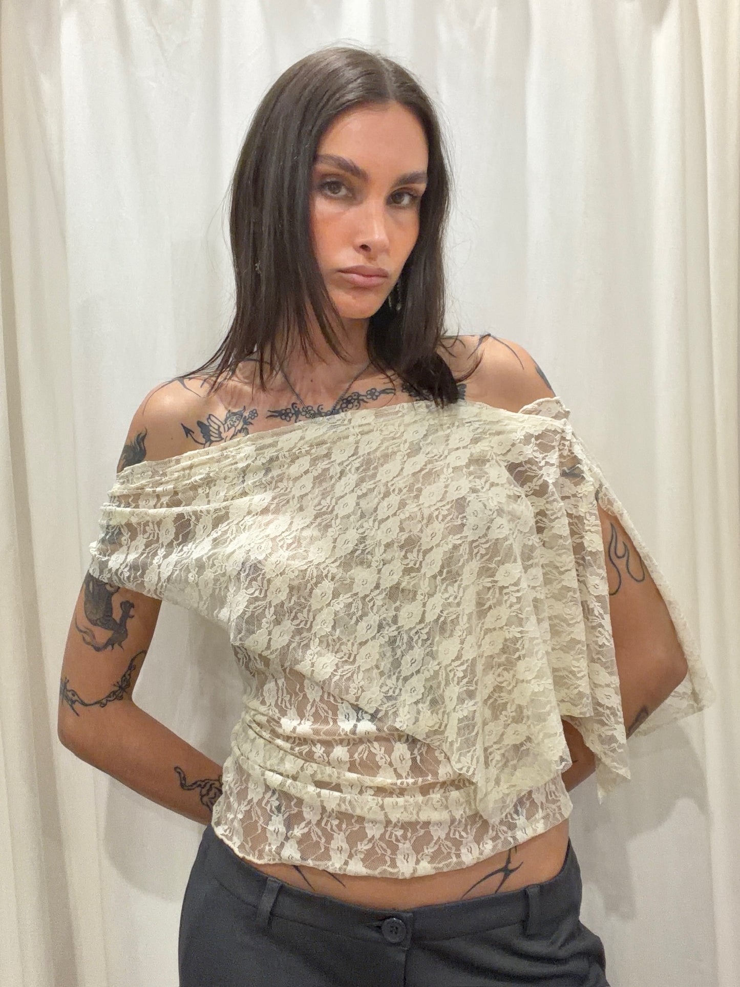 Lace Draped Top - White