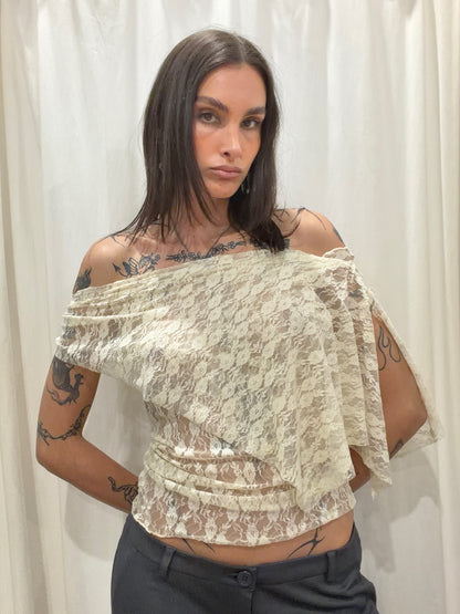 Lace Draped Top - White