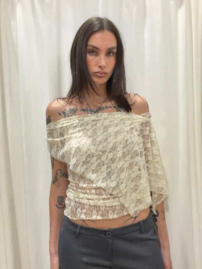 Lace Draped Top - White