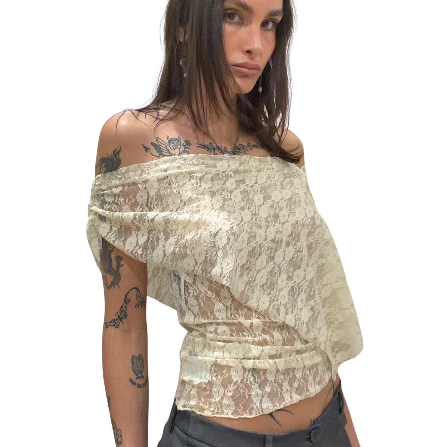 Lace Draped Top - White