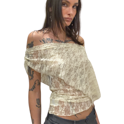 Lace Draped Top - White