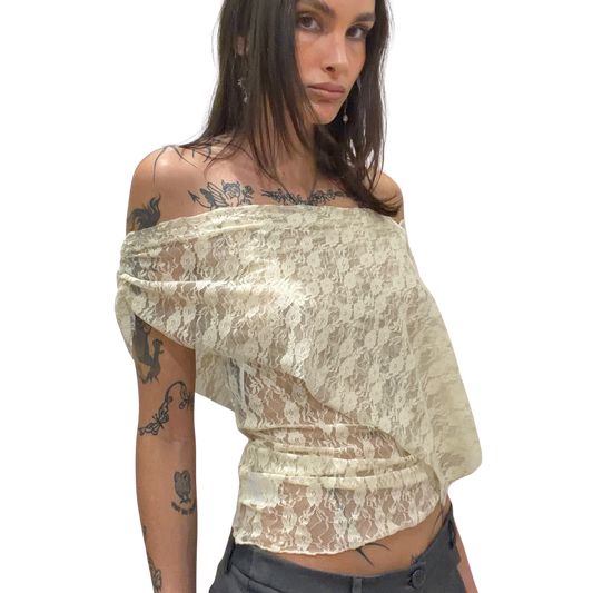 Lace Draped Top - White