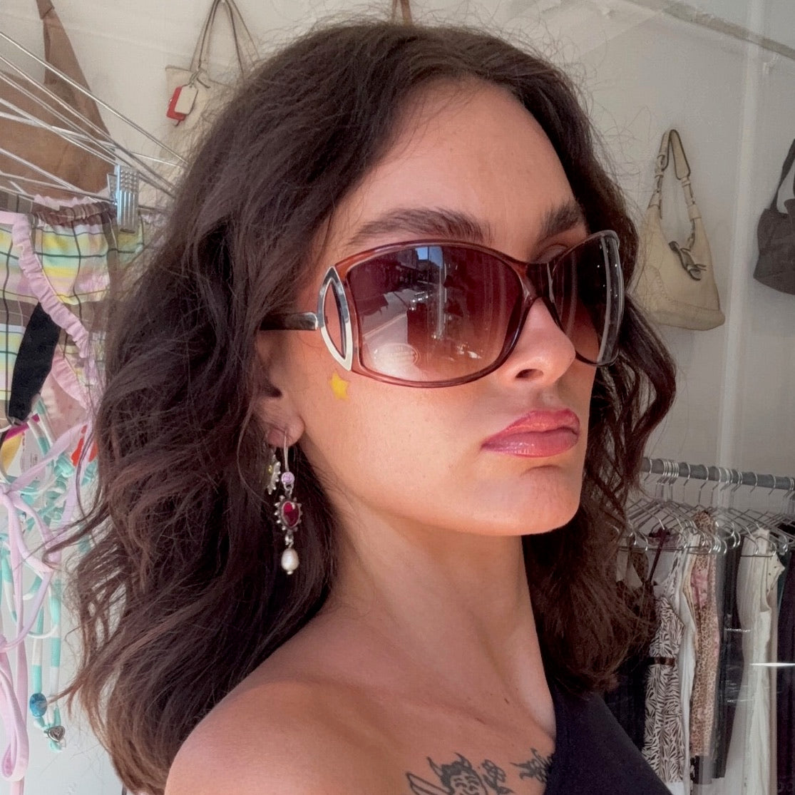 Glam Brown Wrap Vintage Sunglasses