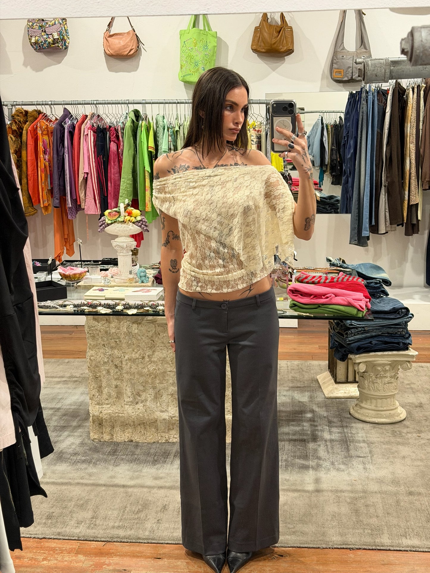 Lace Draped Top - White