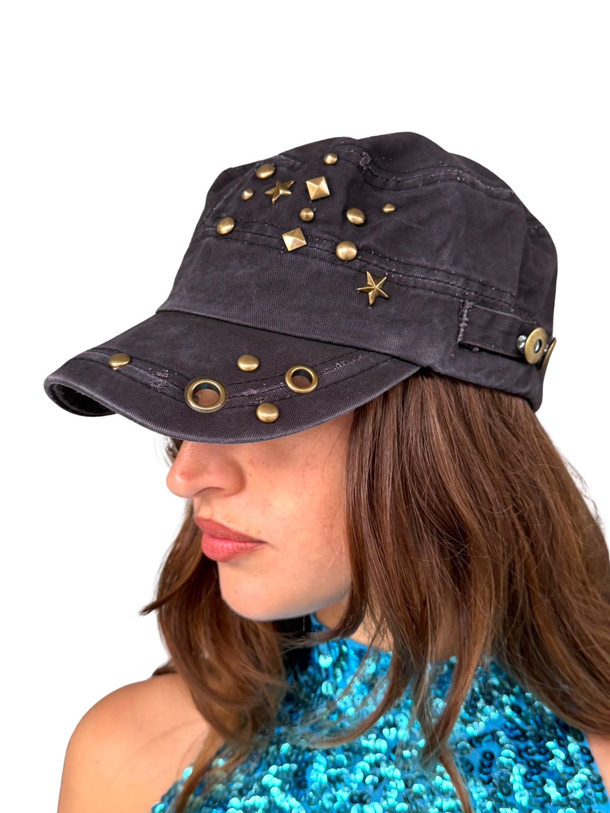 Studded Military Hat Cap