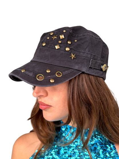 Studded Military Hat Cap