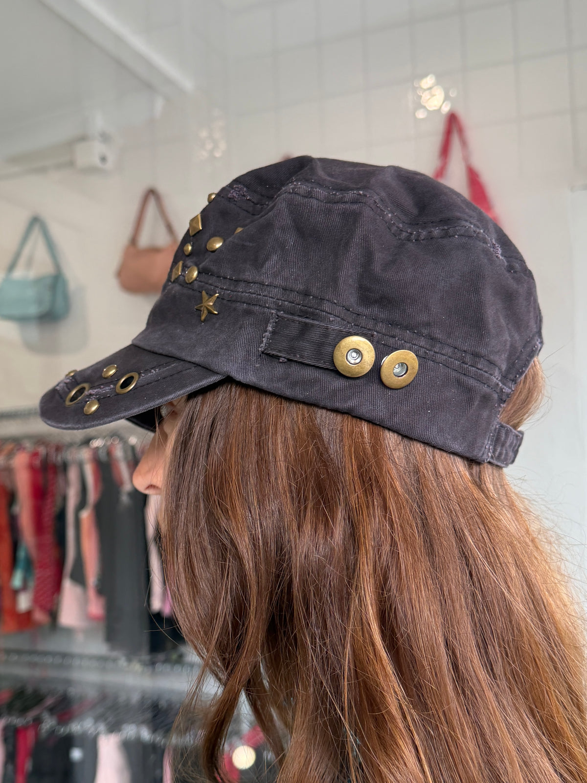 Studded Military Hat Cap