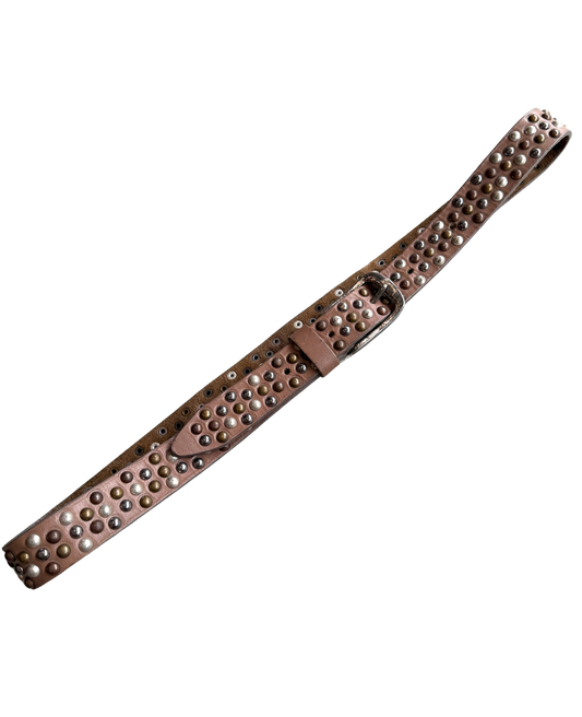 Studded Brown Leather Belt