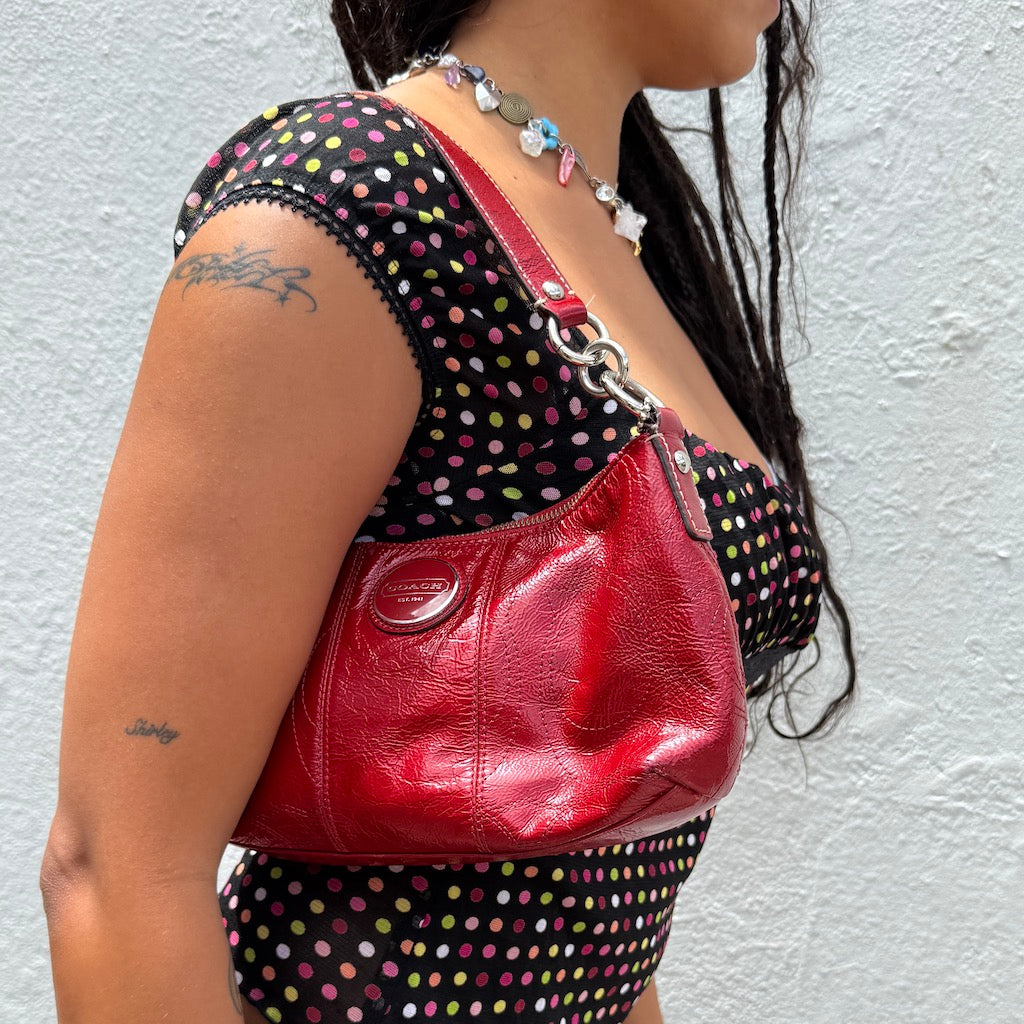 Cherry Patent Coach Bag