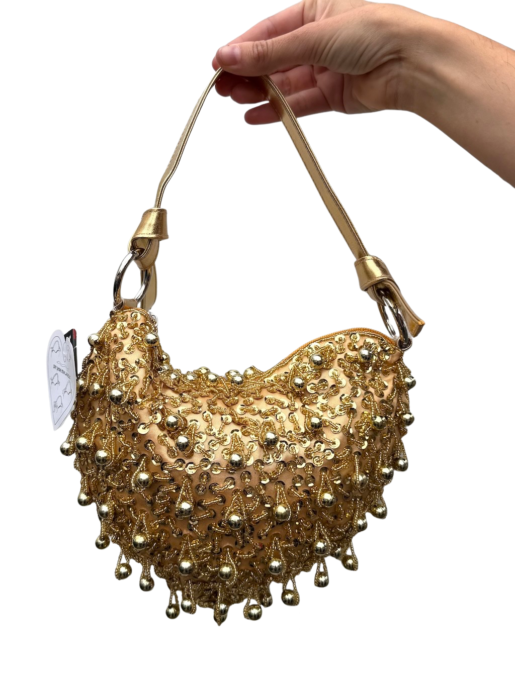 Valentina Gold Sequin Heart Bag
