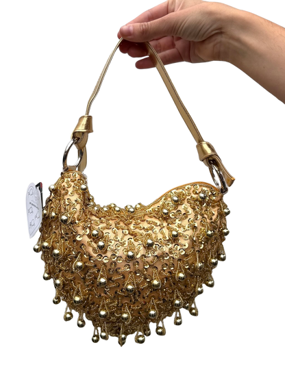 Valentina Gold Sequin Heart Bag