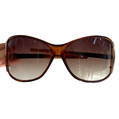 Glam Brown Wrap Vintage Sunglasses