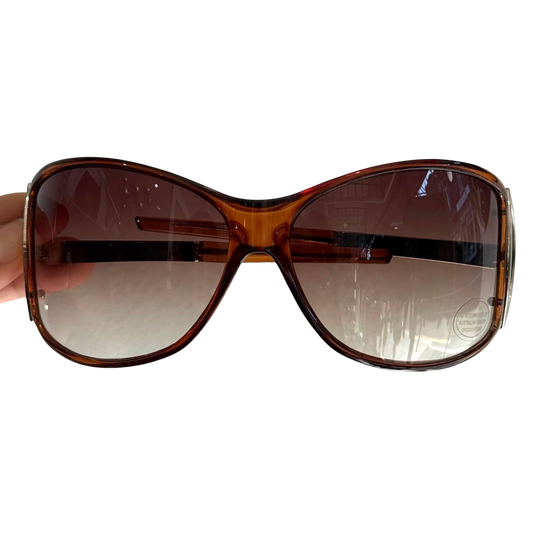 Glam Brown Wrap Vintage Sunglasses