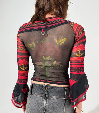 Save The Queen Mesh Rose Top