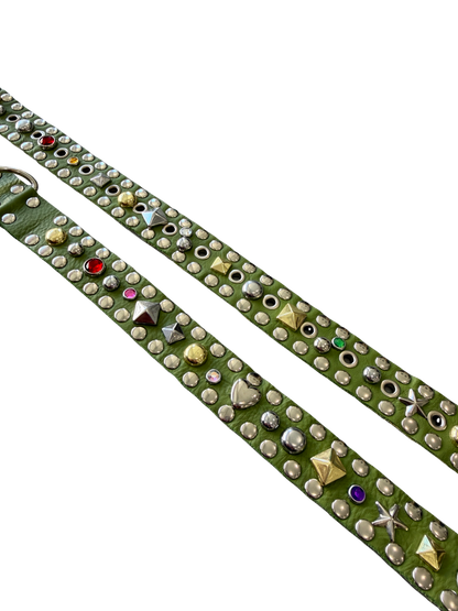 Green Studded Busy Boarder Belt