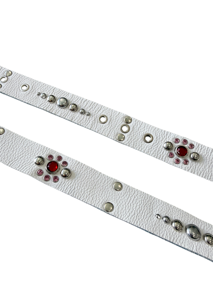 White Studded Pattern Belt