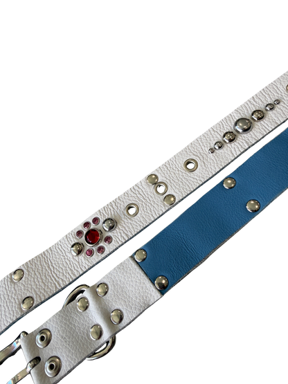 White Studded Pattern Belt