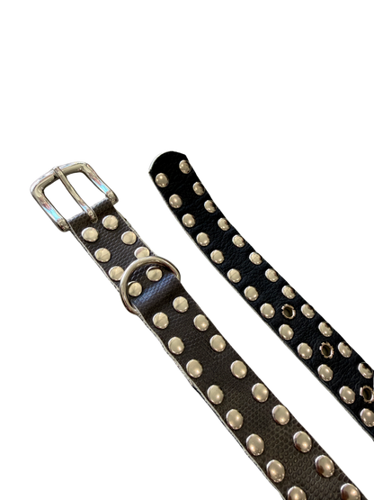Black Snake Embossed Studded Border Belt