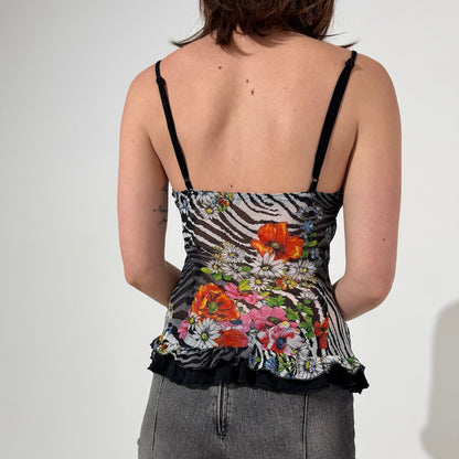 Zebra Tie Up Floral Cami