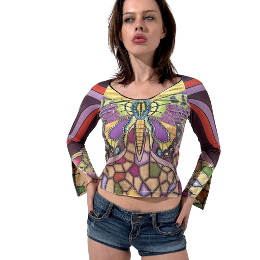 Colourful Butterfly Long Sleeve Top