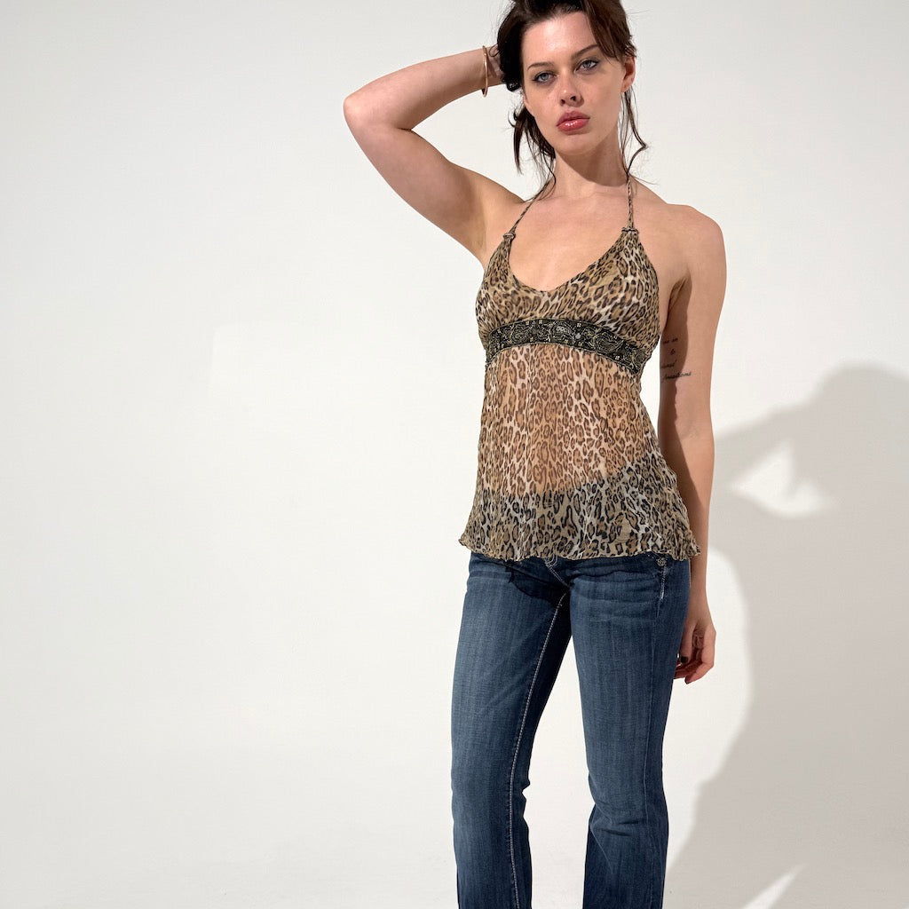 Leopard Silk Halter top