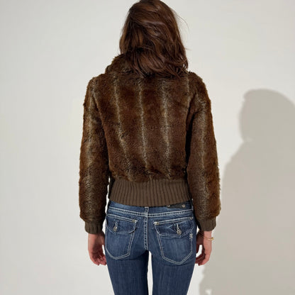 Brown Faux Fur Bomber